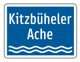Hinweis auf Gewässer (zweizeilig)