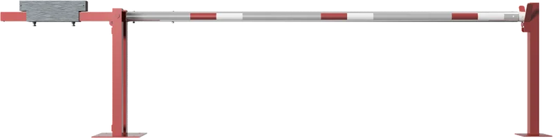 Wegeschranke mit Gegengewicht und Auflagestütze 3 m (Vorhangschloss, Profilzylinderschloss, Dreikanntschloss) Frontalansicht