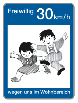 Sondertafel „Freiwillig 30 km/h“