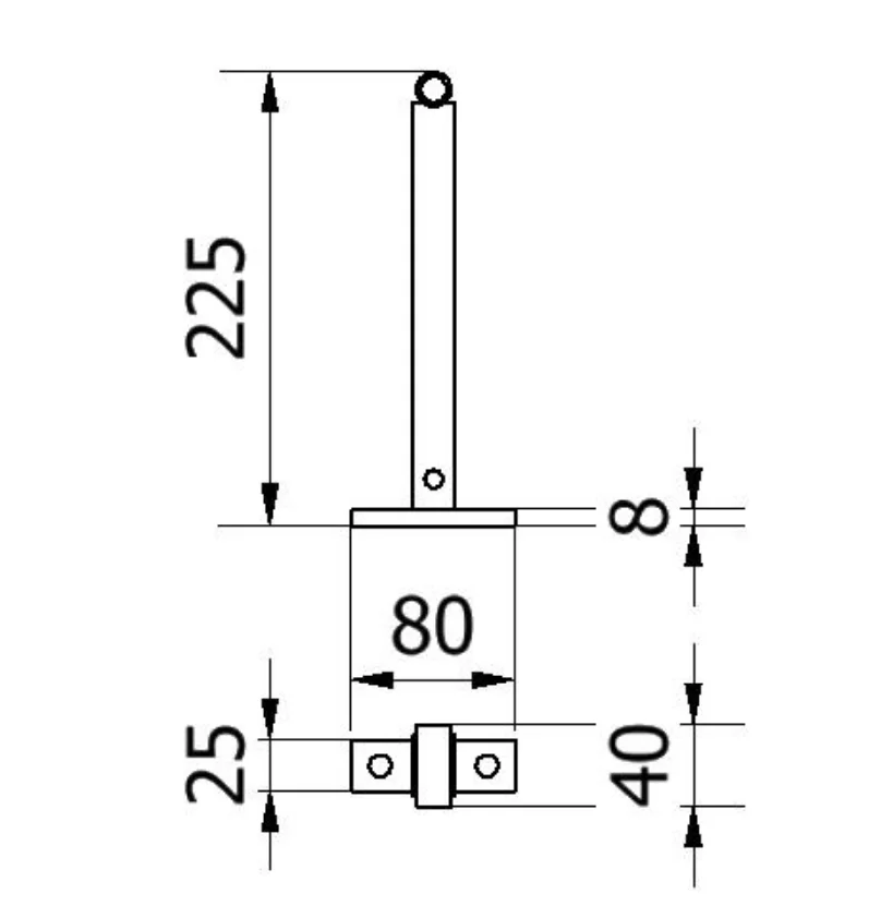 Seilzugverstärkung für Wegeschranke mit Gegengewicht und Auflagestütze Technischezeichung