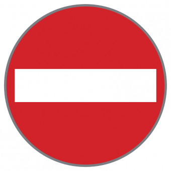 Einfahrt verboten. Rundes Verkehrszeichen mit rotem Hintergrund und weißem horizontalem Balken