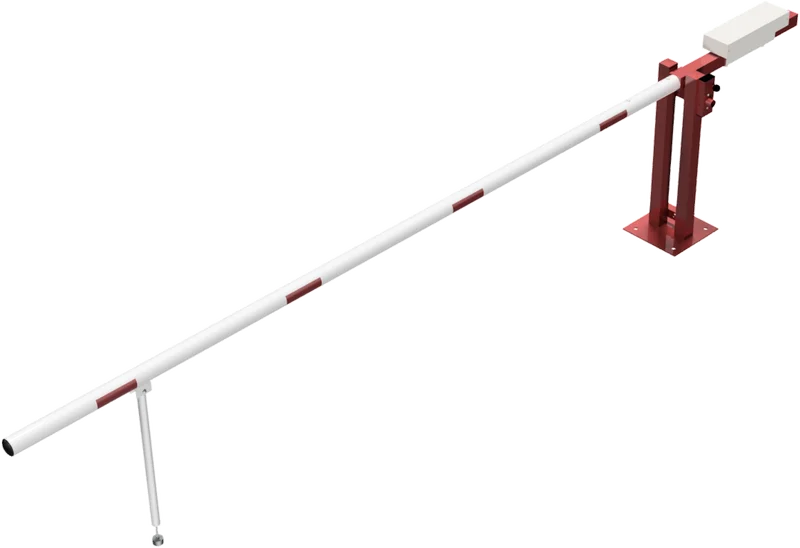 Wegschranke mit Pendelstütze 4 m (Vorhangschloss, Profilzylinderschloss, Dreikanntschloss) schräg oben links