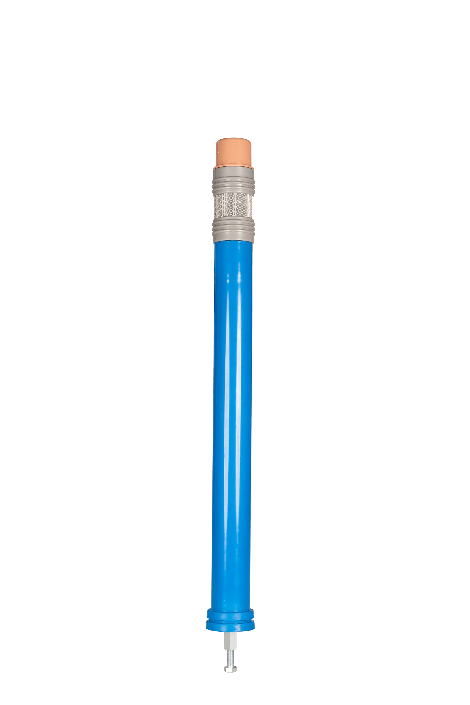 Bleistiftpoller in Blau mit reflektierendem Bereich und Radiergummi-Design am oberen Ende
