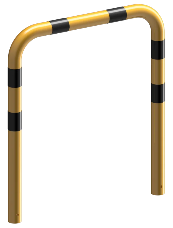 Rammschutz zum einbetoniern ges. breite 1 m Ø 76 mm, gelb - schwarz schräg links oben