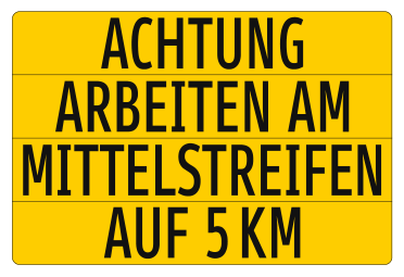 Umleitungstafel mit einschiebbaren Einzelbuchstaben