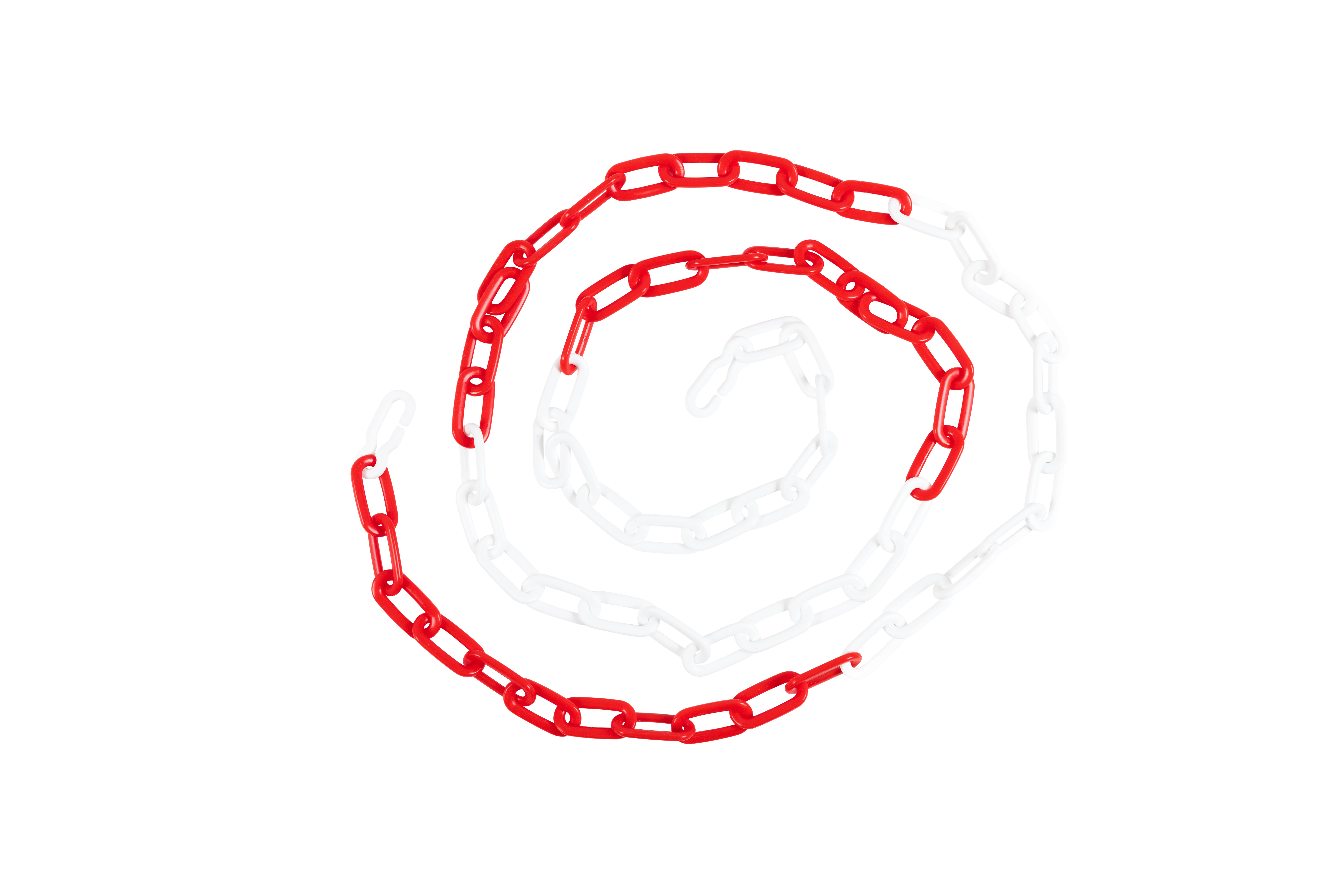 Aufgerollte rot-weiße Kunststoffkette zur Absperrung