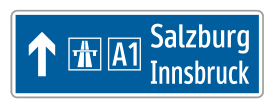 Wegweiser mit Autobahn-Symbol § 53/14b