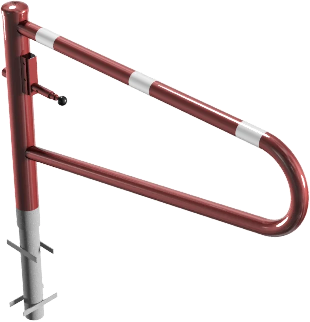 Drahbare Gatterschranke rot weiß 1.5m (Dreikannt-, Profilyzylinder-, Vorhangschloss) 