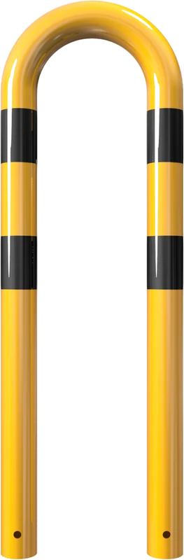 Rammschutz zum einbetoniern ges. breite  400 mm Ø 76 mm, gelb - schwarz Fronalansicht