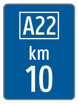 Kilometertafel Format 1a für Bundesstraßen A und S