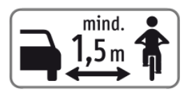 Zusatztafel „mind. 1,5 m“ Seitenabstand zu Radfahrern
