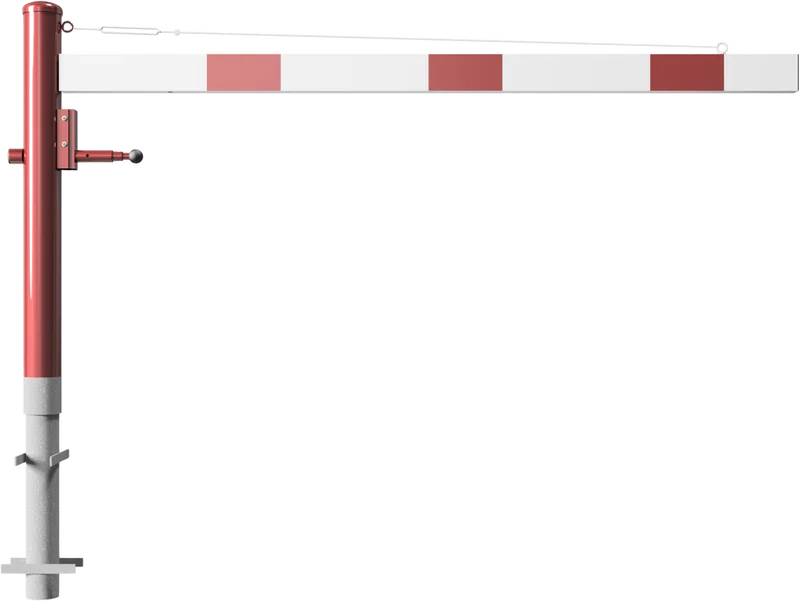 Drehschranke mit Aluminium Schrankenbaum 2 m feuerverzinkt rot weißen mit (Profilzylinderschloss,Dreikanntschloss,Vorhangschloss)