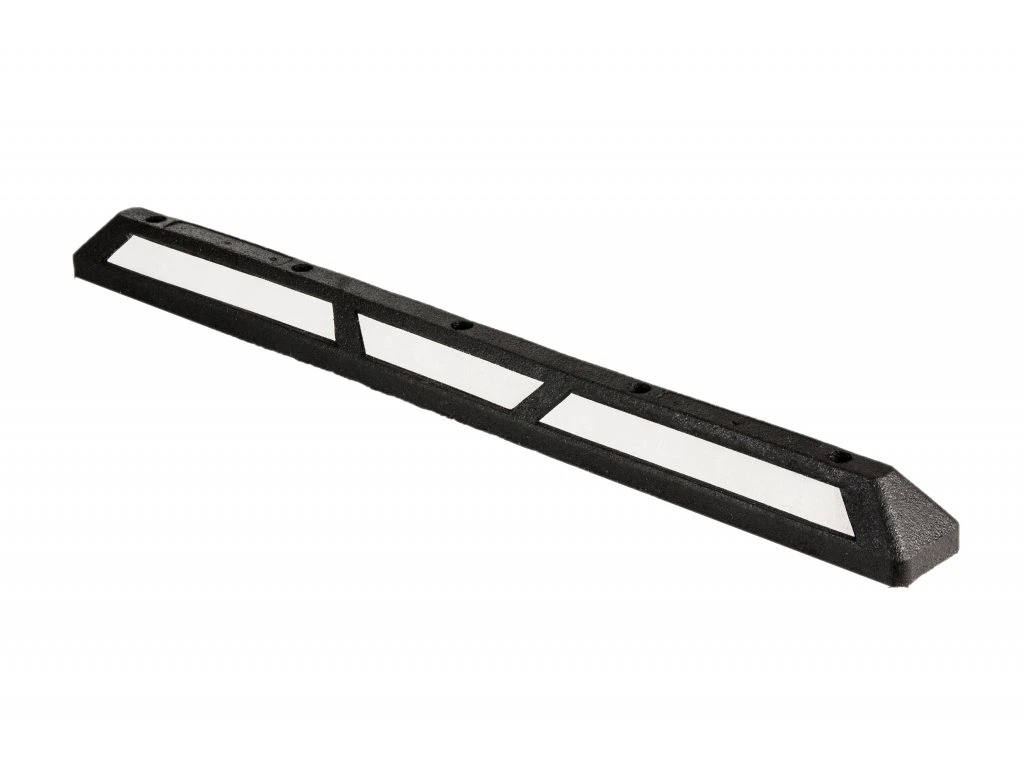Radstopper Länge 1780 mm aus Gummi mit weiß reflektierender Plakette