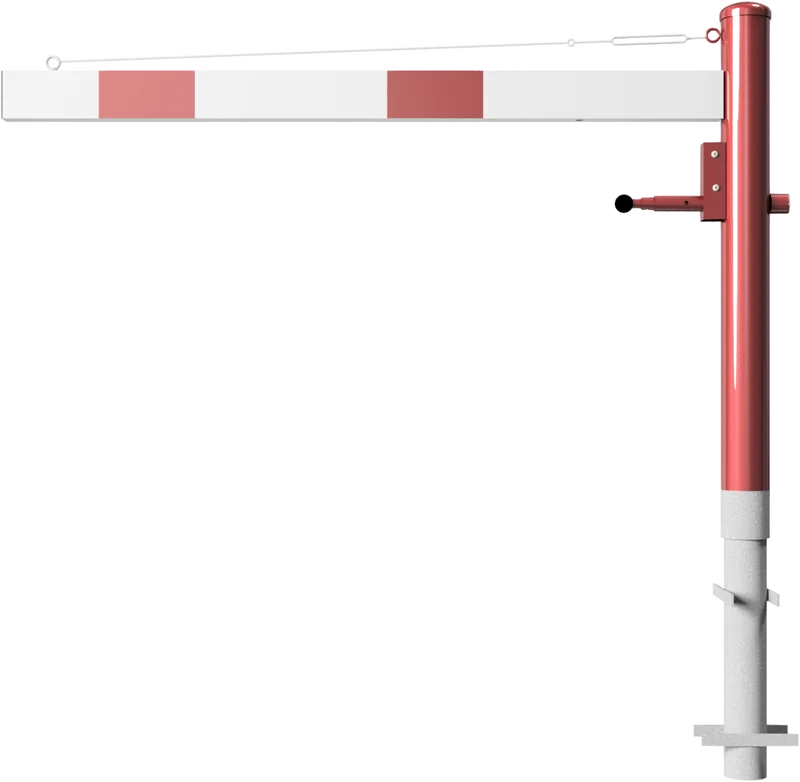 Drehschranke mit Aluminium Schrankenbaum 1.5 m feuerverzinkt rot weißen mit (Profilzylinderschloss,Dreikanntschloss,Vorhangschloss)