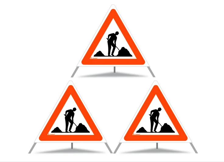 Faltsingnal / Triopan 3 x Baustelle höhe 70cm tagleutend Weiß
