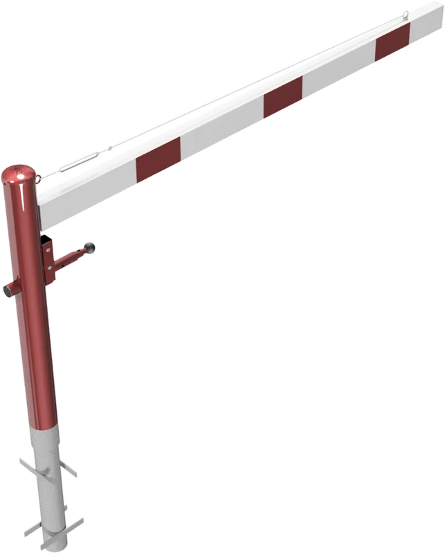 Drehschranke mit Aluminium Schrankenbaum 2 m feuerverzinkt rot weißen mit (Profilzylinderschloss,Dreikanntschloss,Vorhangschloss)