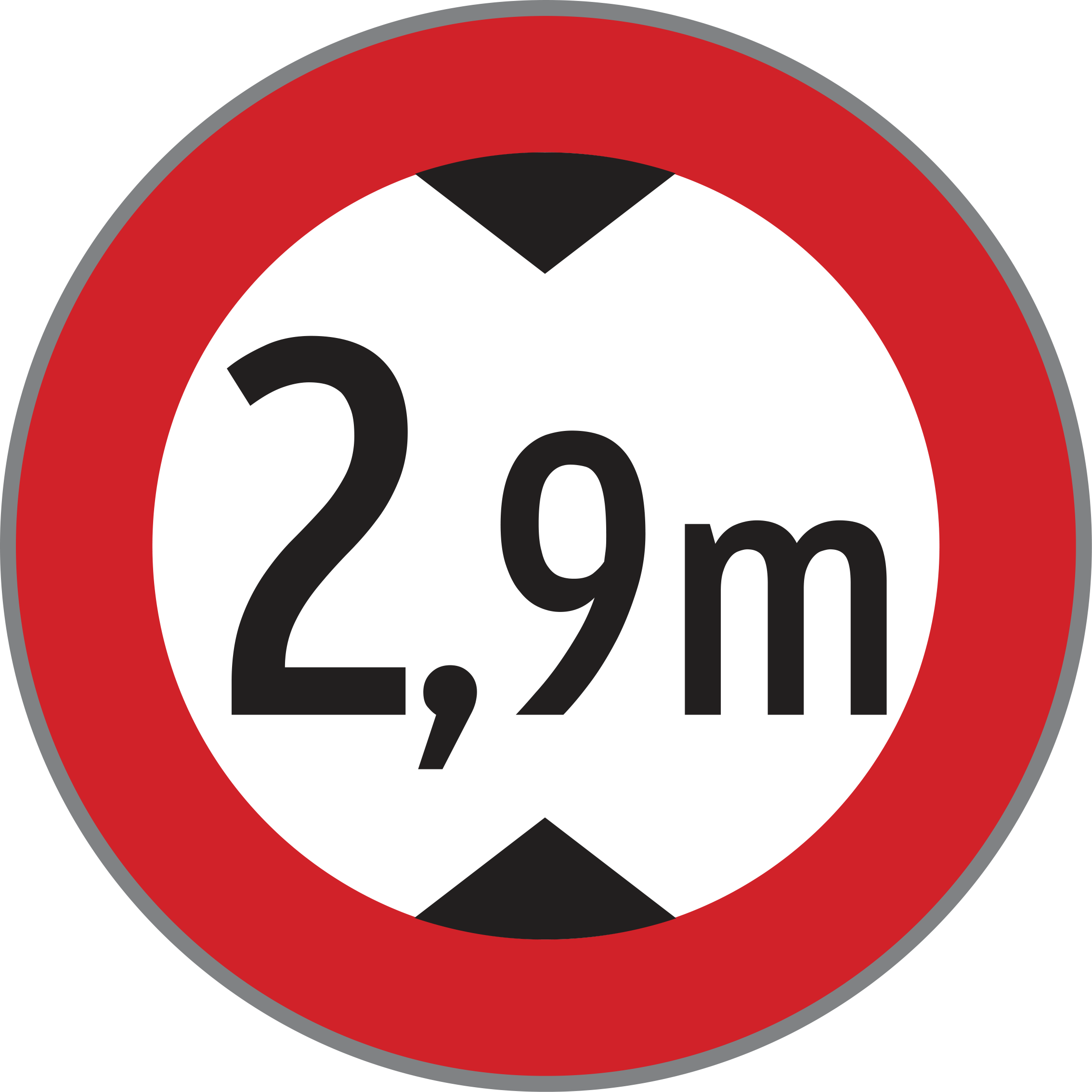 Verkehrszeichen Fahrverbot für über ...m hohe Fahrzeuge