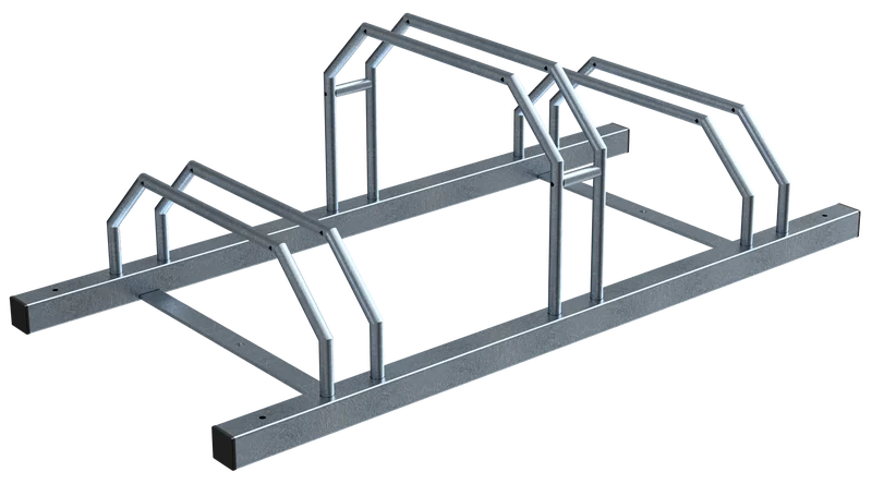 Fahrradständer für das abstellen in einer Reihe 3 Stellplätze mit hoch / tiefstellung 