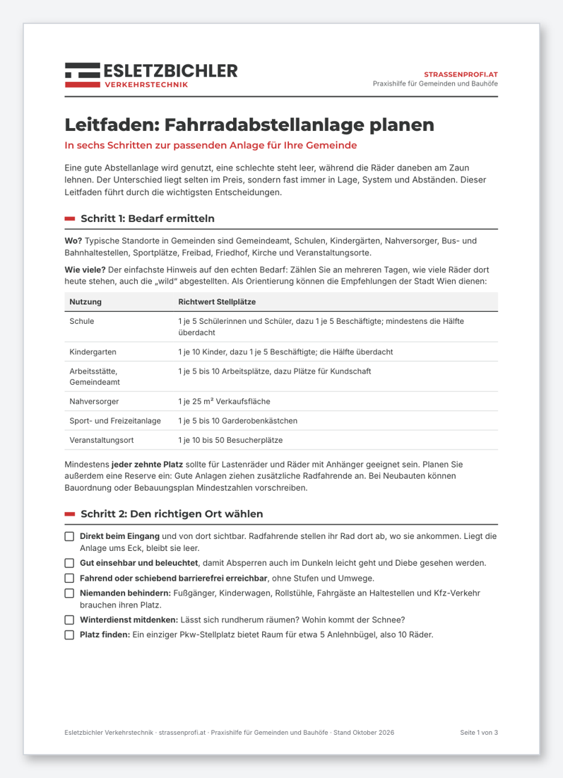 Vorschau Leitfaden Fahrradabstellanlage