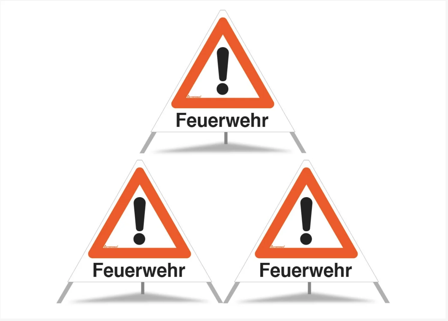 Faltsingnal / Triopan 3 x Feuerwehr höhe 70cm tagleuchtend Weiß