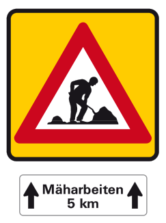 Vorwarntafel V4 mit Zusatztafel V4Z
