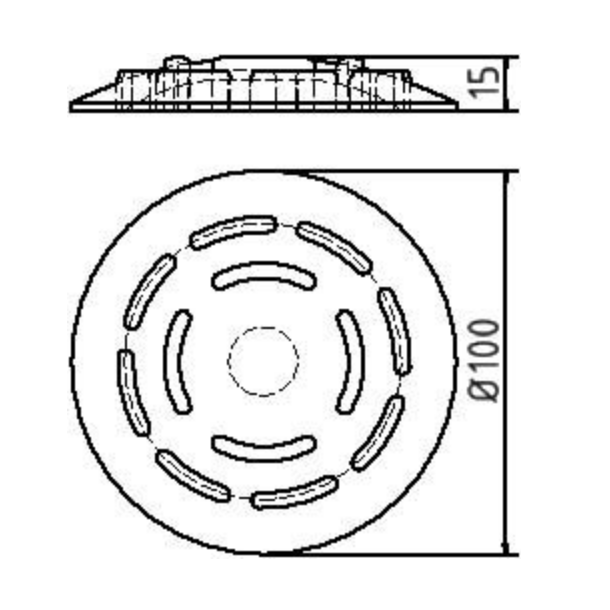  Alumarkierungsnagel mit einem Durchmesser von 100 mm – robuste runde Markierungsscheibe mit weißer Oberfläche und mittiger Befestigungsöffnung.