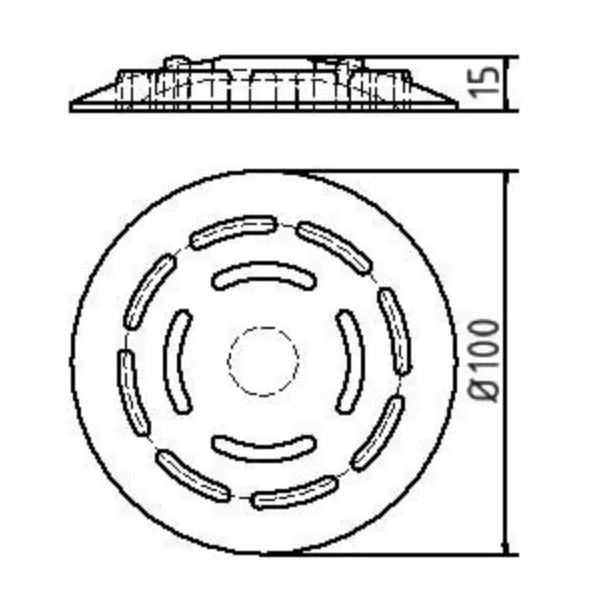  Alumarkierungsnagel mit einem Durchmesser von 100 mm – robuste runde Markierungsscheibe mit weißer Oberfläche und mittiger Befestigungsöffnung.