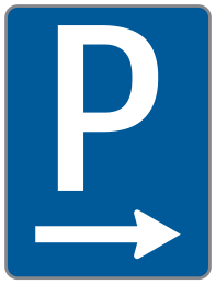 Verkehrszeichen Zum Parkplatz Pfeil rechtsweisend