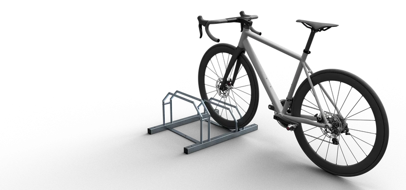 Fahrradständer für das abstellen in einer Reihe 2 Stellplätze mit hoch / tiefstellung  Bsp. Bild