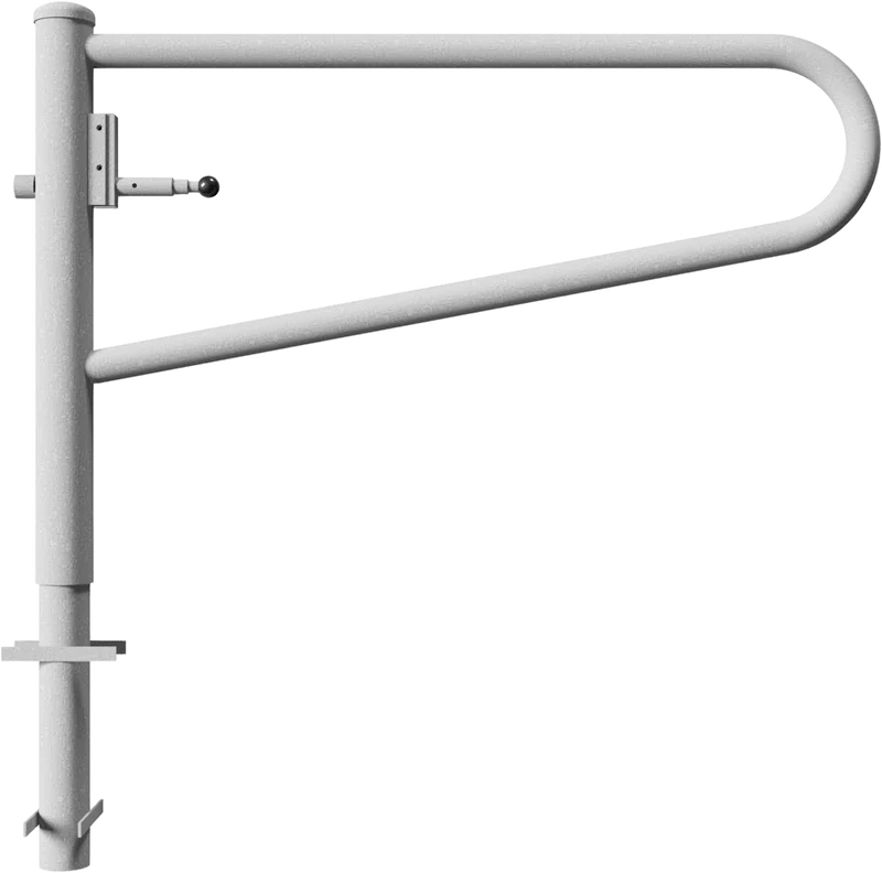 Drahbare Gatterschranke unlackiert 1.5m (Dreikannt-, Profilyzylinder-, Vorhangschloss) frontalansicht