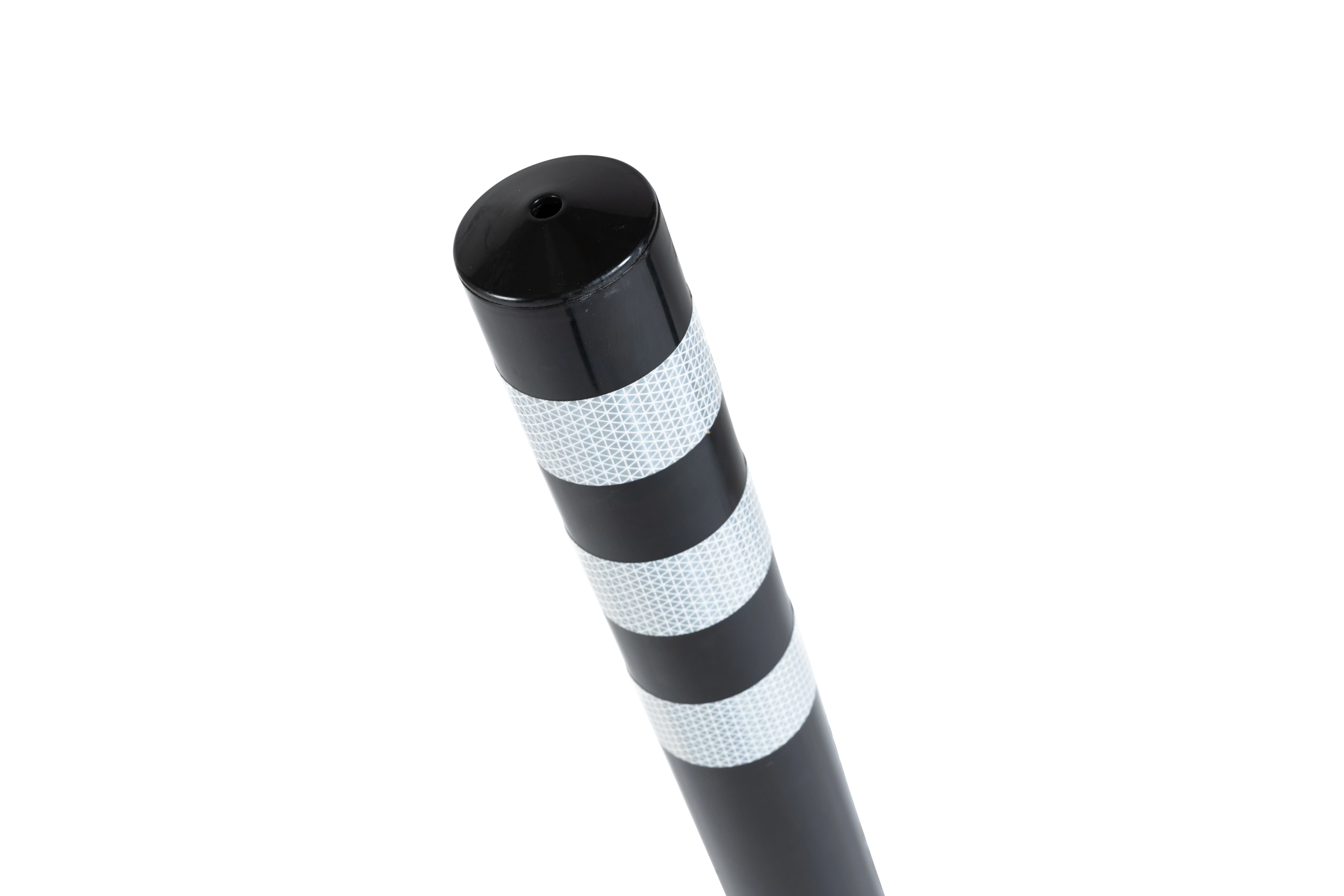 Poller Bernd in Schwarz mit reflektierenden Ringen und Befestigungsgewinde