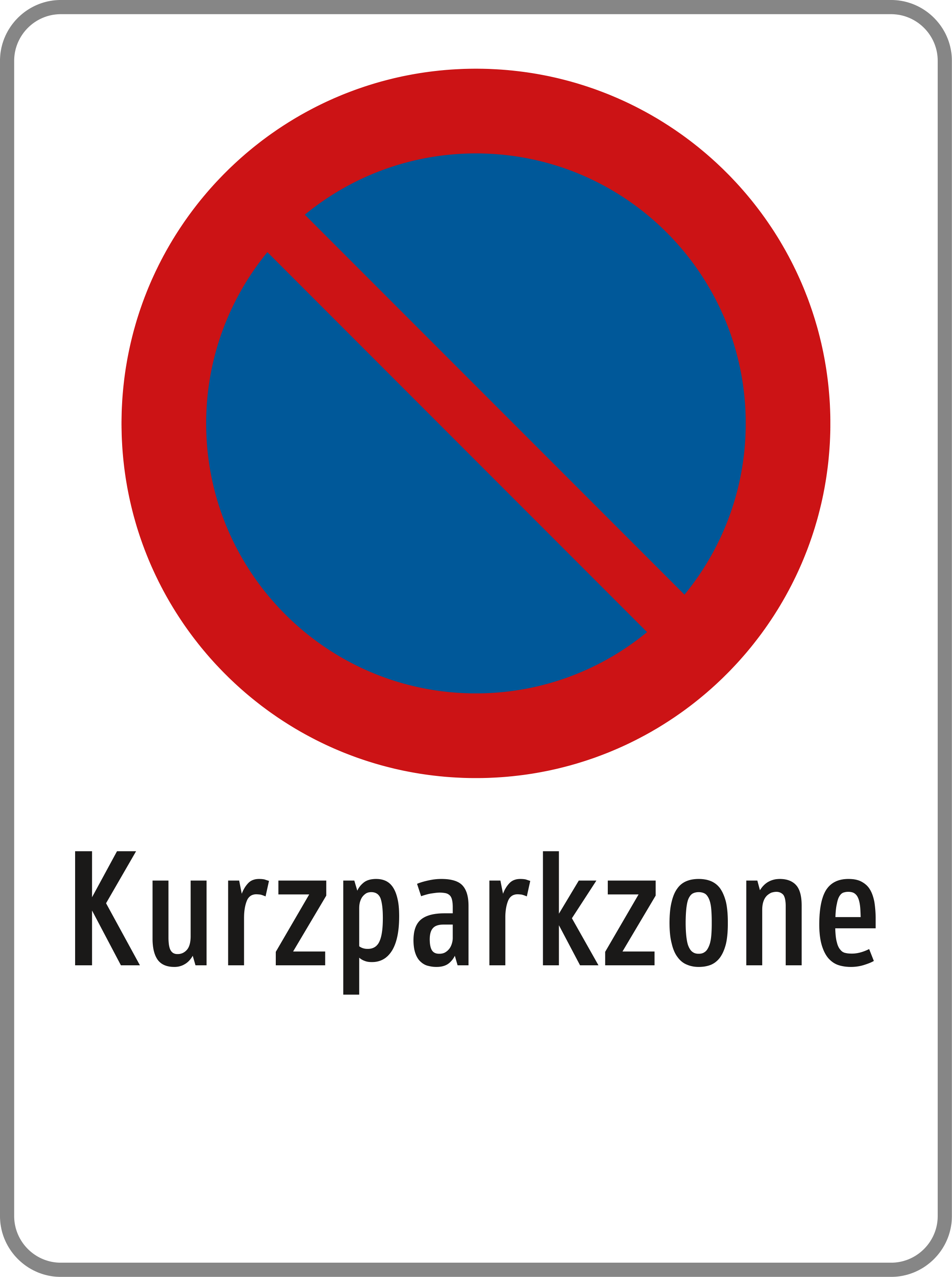 Verkehrszeichen Kurzparkzone – mit Text lt. Angabe