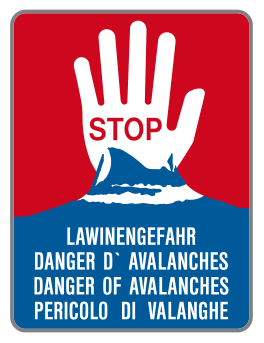 Sondertafel „Stop – Lawinengefahr“ (mehrsprachig)