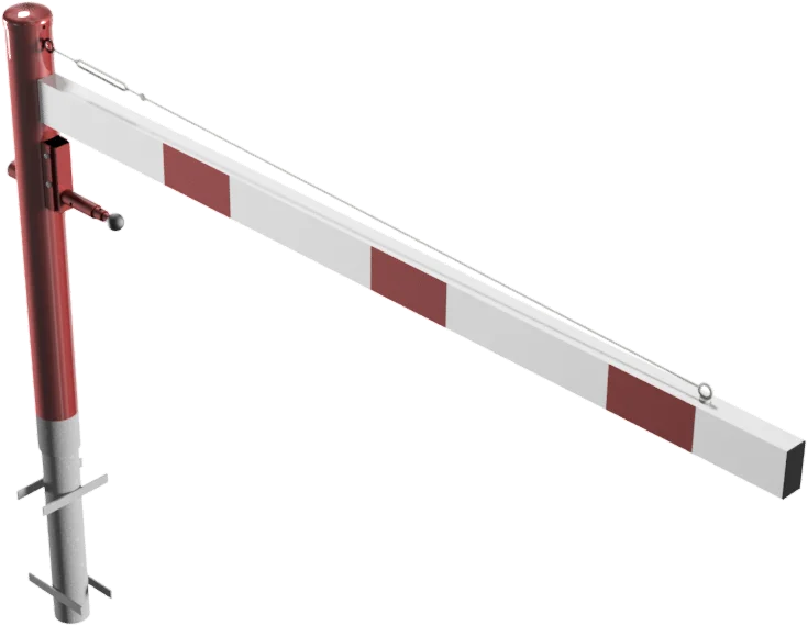 Drehschranke mit Aluminium Schrankenbaum 2 m feuerverzinkt rot weißen mit (Profilzylinderschloss,Dreikanntschloss,Vorhangschloss)