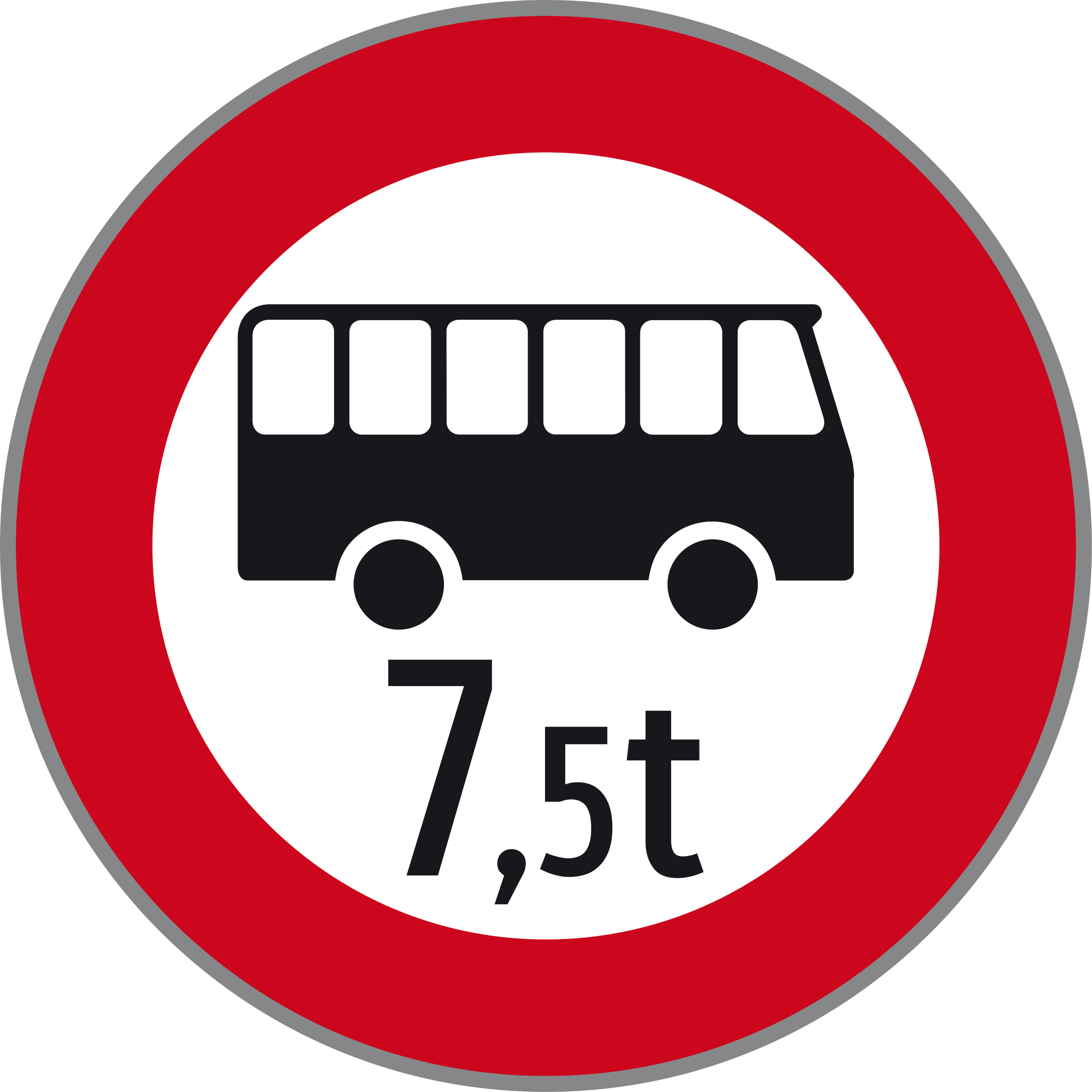 Verkehrszeichen Fahrverbot für Omnibusse mit Gewichtsangabe