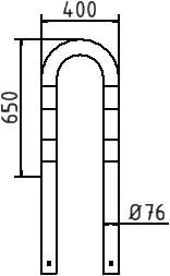 Rammschutz zum einbetoniern ges. breite  400 mm Ø 76 mm, gelb - schwarz Technischezeichung
