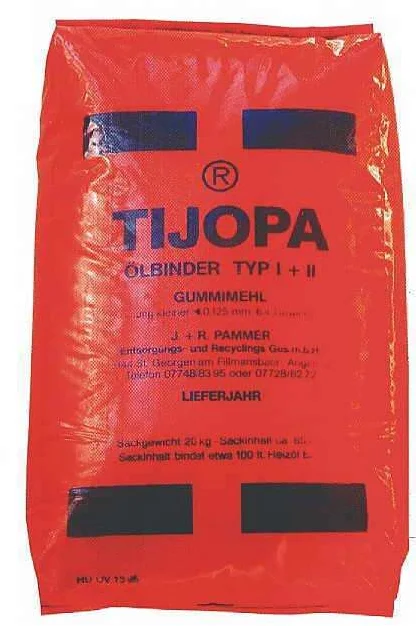  Roter 20-kg-Sack TIJOPA Ölbindemittel Typ I + II aus Gummimehl zur Aufnahme von Öl und anderen Flüssigkeiten.