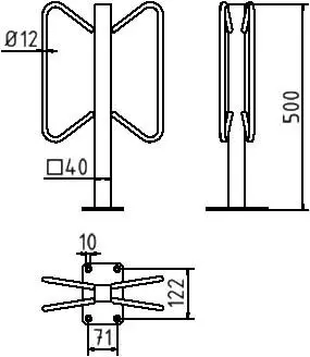Fahrrad Einzelparker 2 Stellplätze, Dübelmontage Technischezeichung