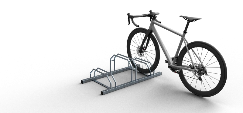 Fahrradständer für das abstellen in einer Reihe 3 Stellplätze mit hoch / tiefstellung  Bsp. Bild