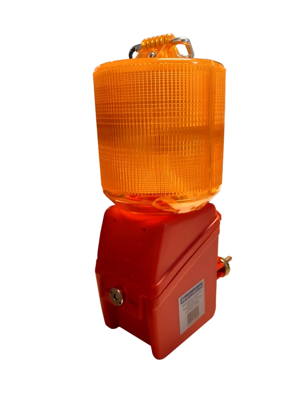 Bauzaunlampe mit orangen Glas