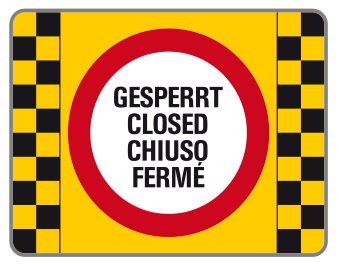 Sondertafel „Gesperrt / Closed / Chiuso / Fermé“