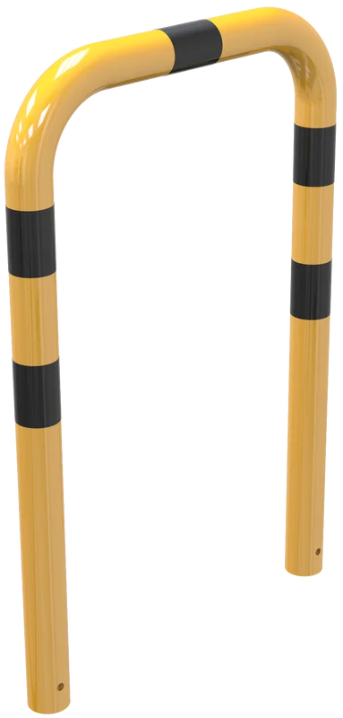 Rammschutz zum einbetoniern ges. breite  750 mm Ø 76 mm, gelb - schwarz schräg links oben
