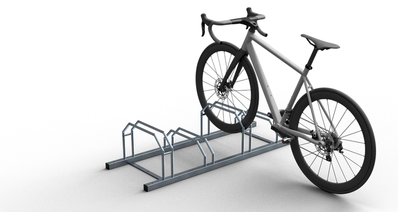 Fahrradständer für das abstellen in einer Reihe 4 Stellplätze mit hoch / tiefstellung  Bsp. Bild