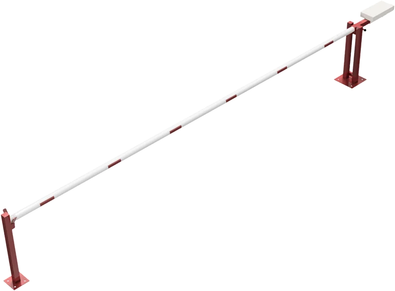 Wegeschranke mit Gegengewicht und Auflagestütze 6 m (Vorhangschloss, Profilzylinderschloss, Dreikanntschloss) schräg oben links 