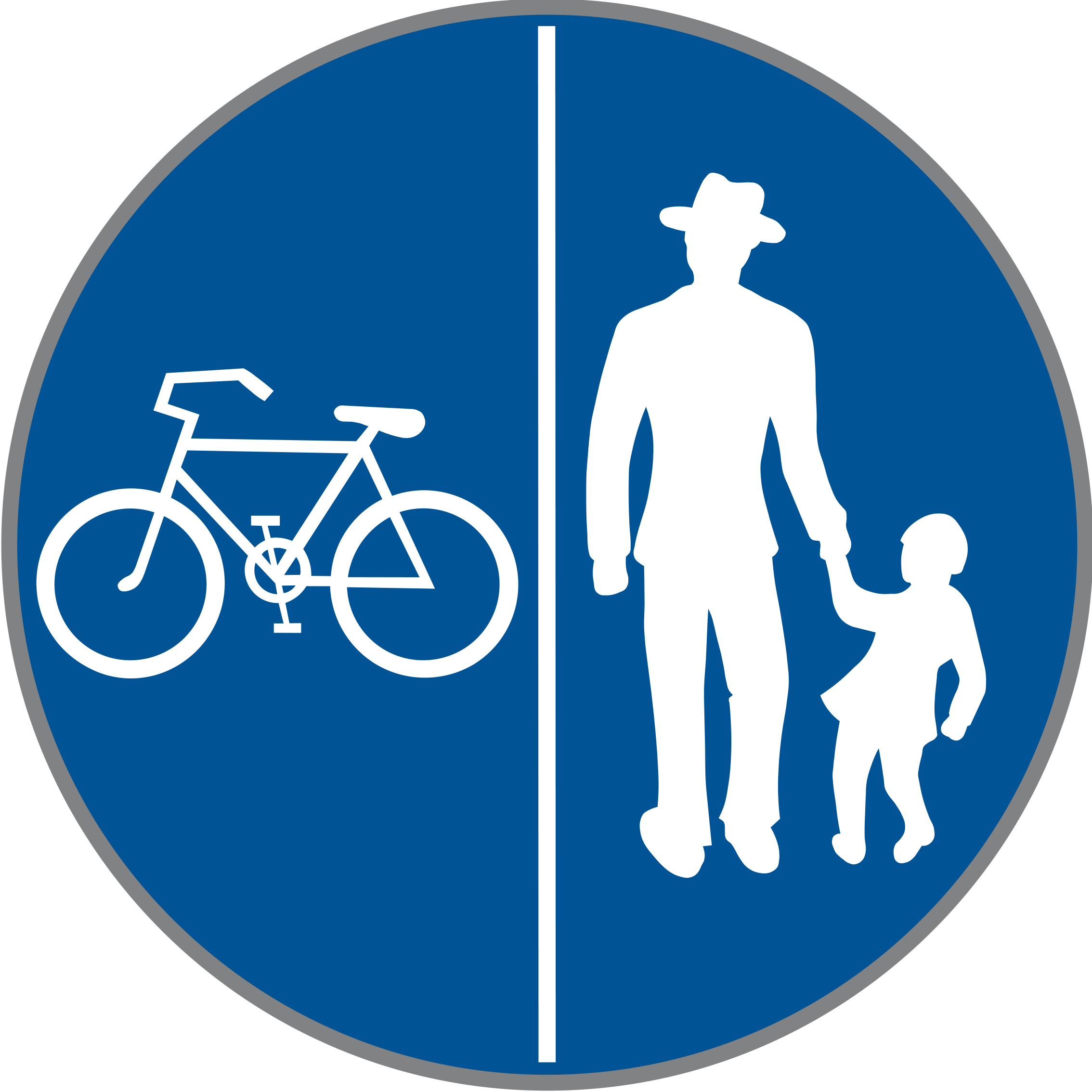Verkehrszeichen Geh- und Radweg – getrennt Rad links