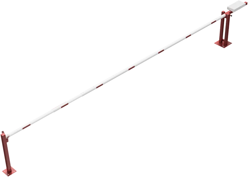 Wegeschranke mit Gegengewicht und Auflagestütze 7 m (Vorhangschloss, Profilzylinderschloss, Dreikanntschloss) schräg oben links 