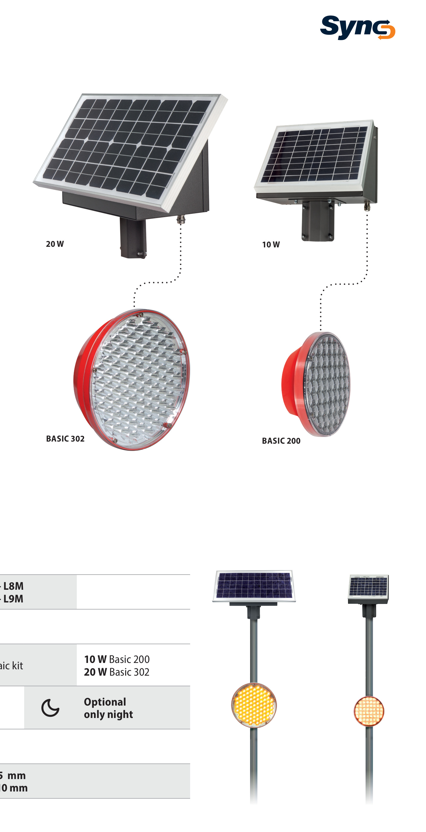 Solar-Warnleuchte D-Solar 200 - 302, 304 mit Photovoltaik, Kit 20 W