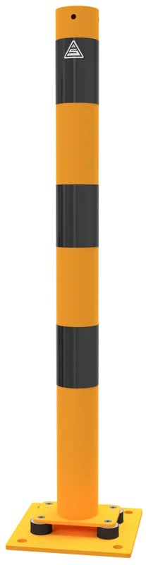 Absperrpfosten allseits neigbar gelb schwarz Ø76 Verkehrssicherheitsprodukt reflektierend StVO-konform