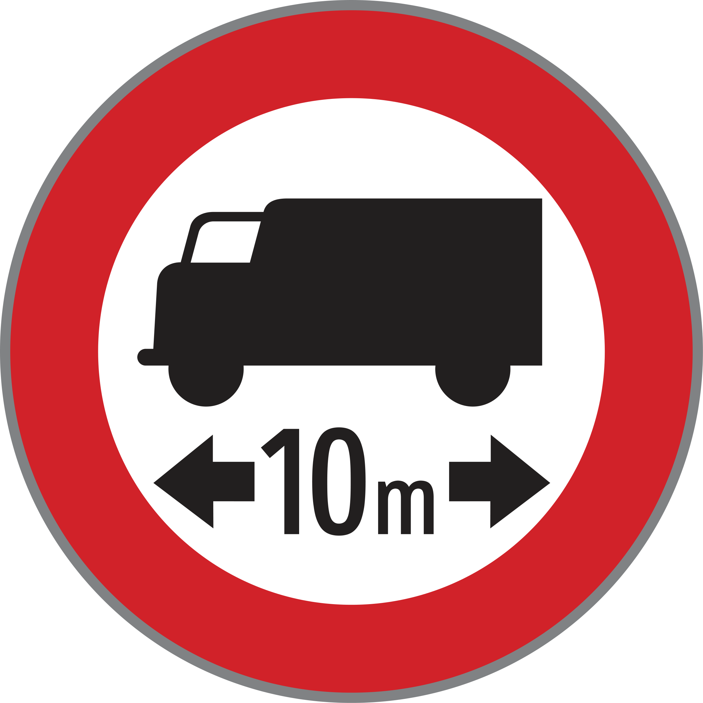 Verkehrszeichen Fahrverbot für Lastkraftfahrzeuge mit Längenangabe