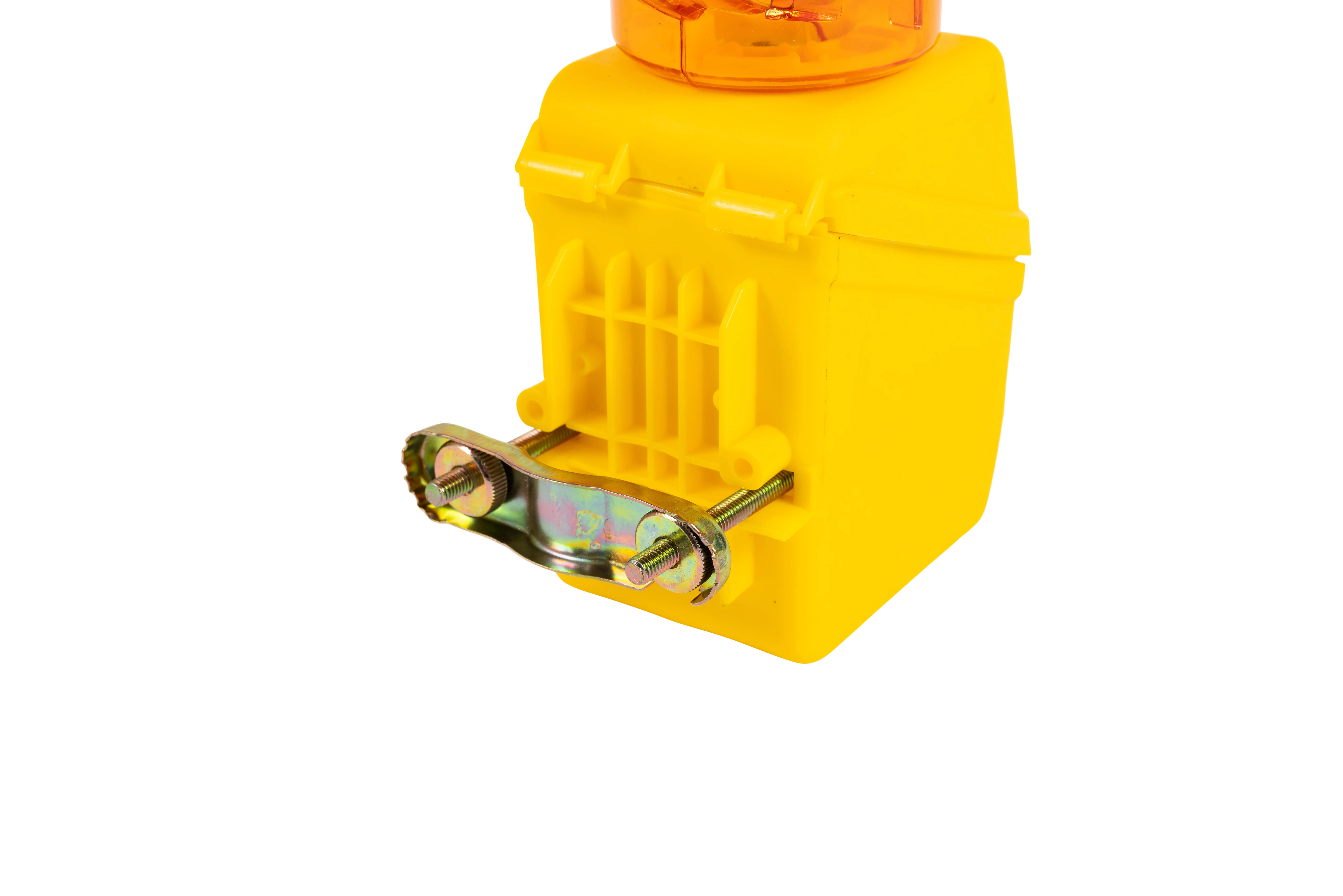 Rückseite der Mini LED-Blinkleuchte mit Befestigungssystem und Schraubhalterung